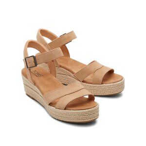 Toms - Audrey Wedge Suede Honey Sandal - Size 7.5